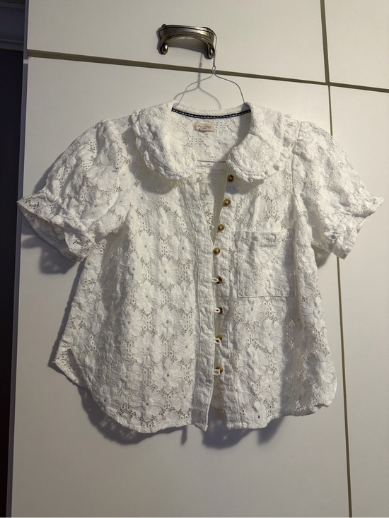 Pilcro Tops - Pilcro White Eyelet Lace Button-Front Blouse
